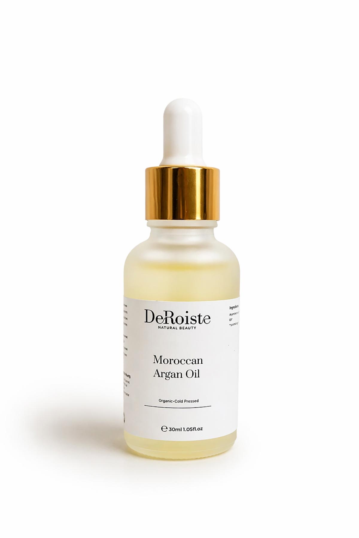 DeRoiste Moroccan Argan Oil 30ml dropper bottle — organic cold-pressed, cruelty free